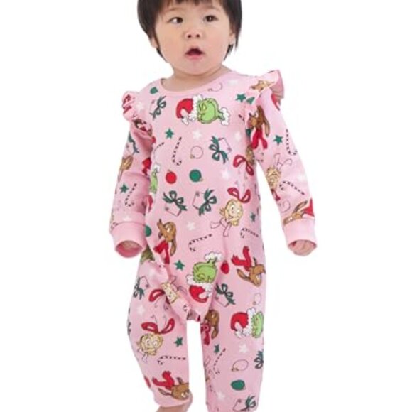 The Grinch Dr.SeussBaby Grinch Printed Coverall, Pink, 18M - NWT